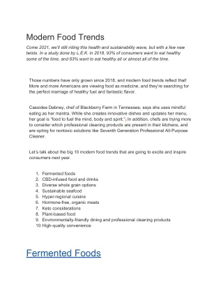 Modern Food Trends