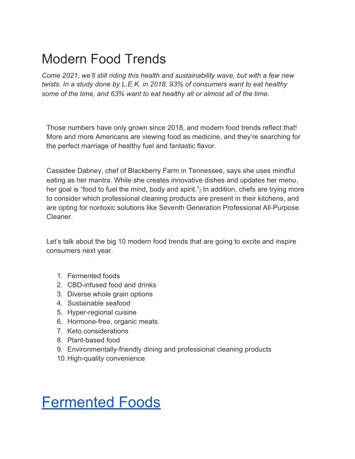modern food trends