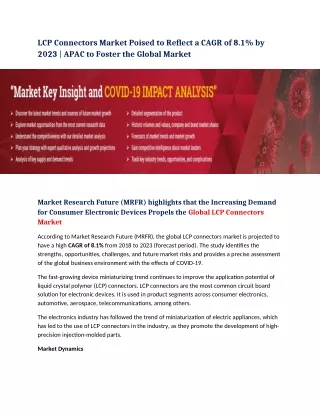 lcp connectors market poised to reflect a cagr