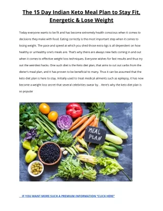 the 15 day indian keto meal plan to stay