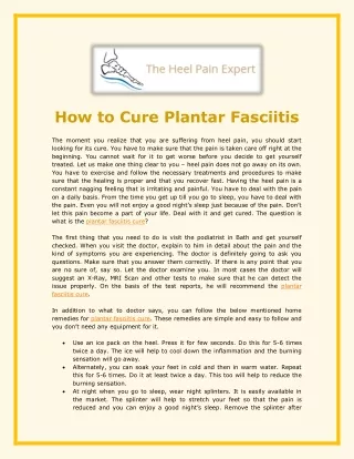 How to Cure Plantar Fasciitis