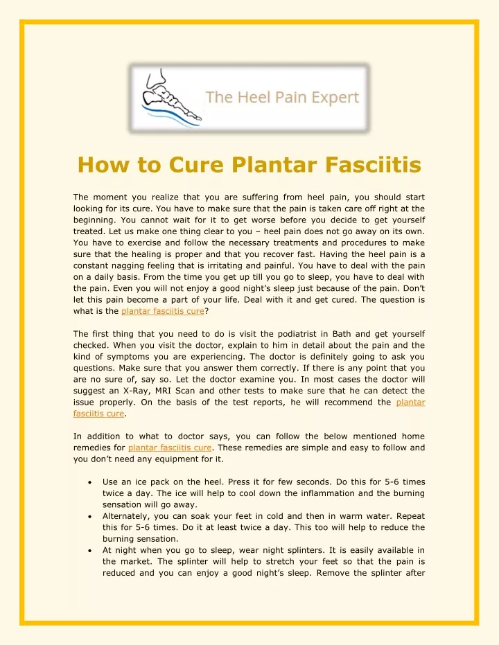 how to cure plantar fasciitis