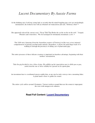 lucent documentary by aussie farms
