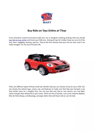 Buy Ride-on Toys Online at TToys