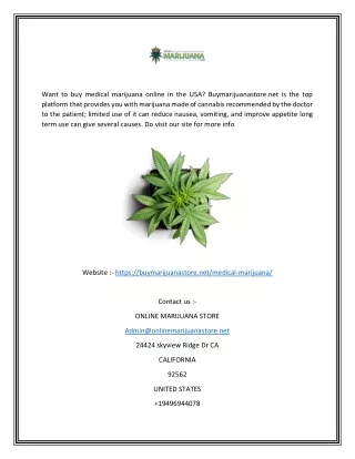 Buy Medical Marijuana Online in USA | Buymarijuanastore.net