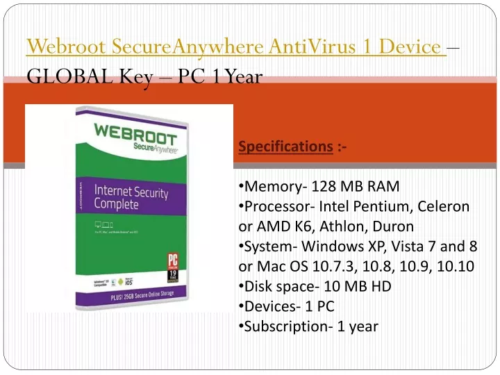 webroot secureanywhere antivirus 1 device global