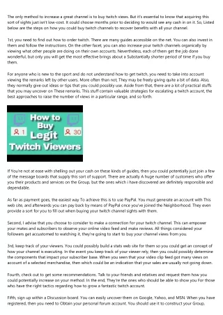 Acquire Twitch Channel Sights Using these Uncomplicated Guidelines