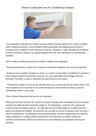 sherwin cooling services air conditioning company