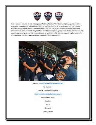 Guard Security Services Bangkok | Combatinvestigationagency.com