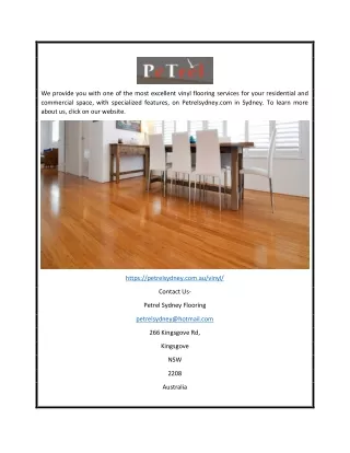 Vinyl Flooring Services In Sydney | Petrelsydney.com