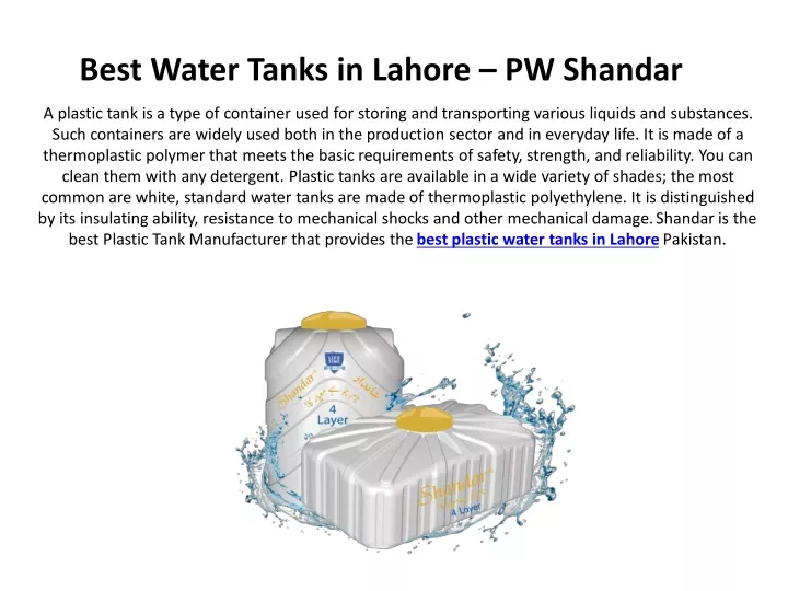 best water tanks in lahore pw shandar a plastic