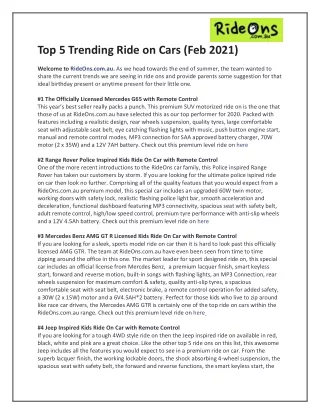 Top 5 Trending Ride on Cars
