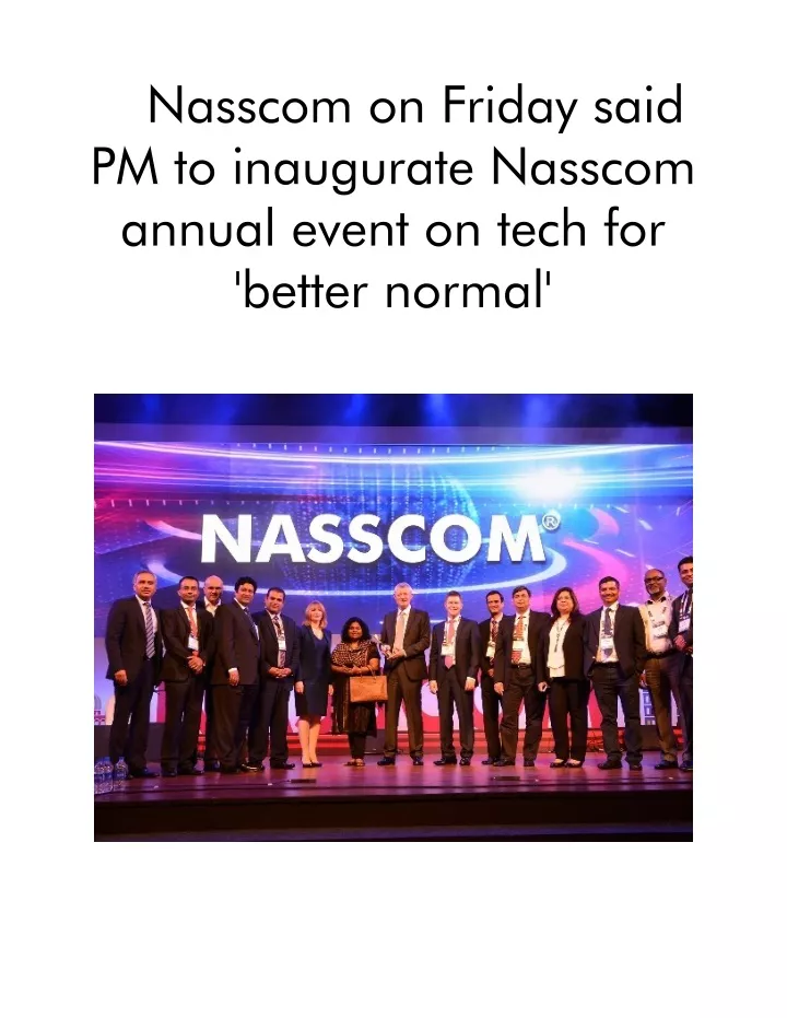 nasscom on friday said pm to inaugurate nasscom