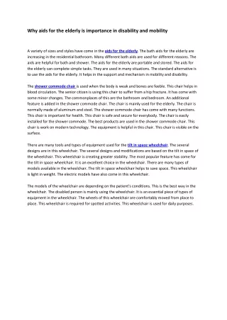 why aids for the elderly is importance