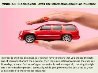 VINREPORTSLookup.com - Avail The Information About Car Insurance