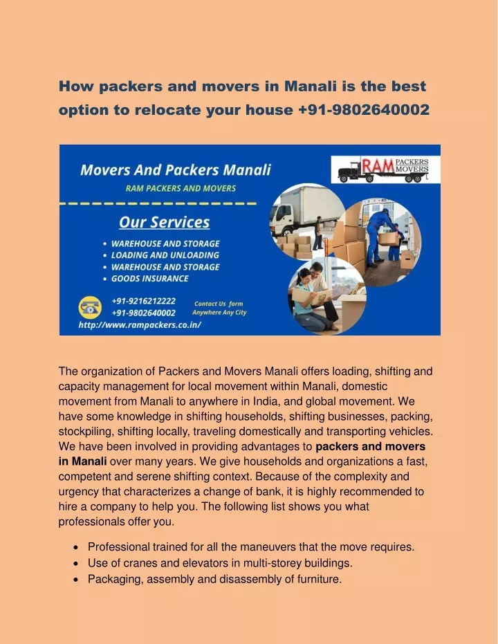 how packers and movers in manali is the best