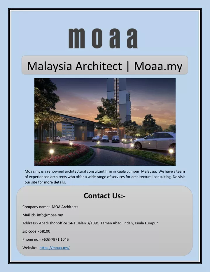malaysia architect moaa my