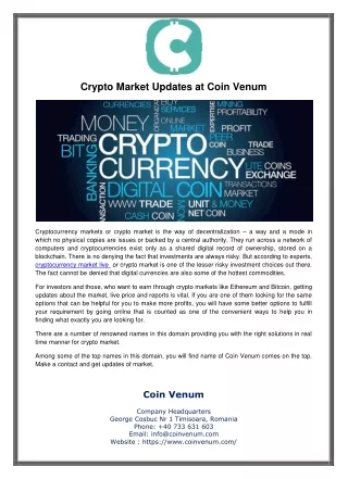 Crypto Market Updates at Coin Venum