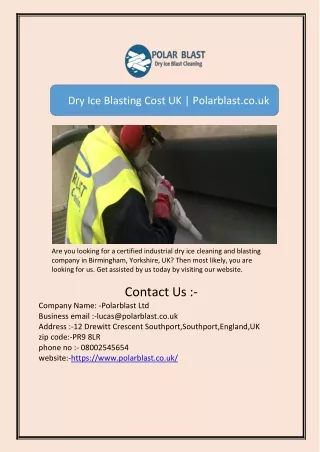 Dry Ice Blasting Cost UK | Polarblast.co.uk