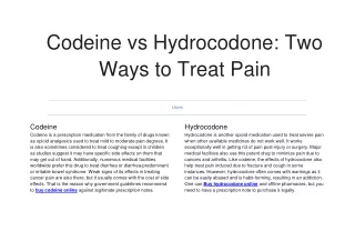 Codeine vs Hydrocodone: Two Ways to Treat Pain
