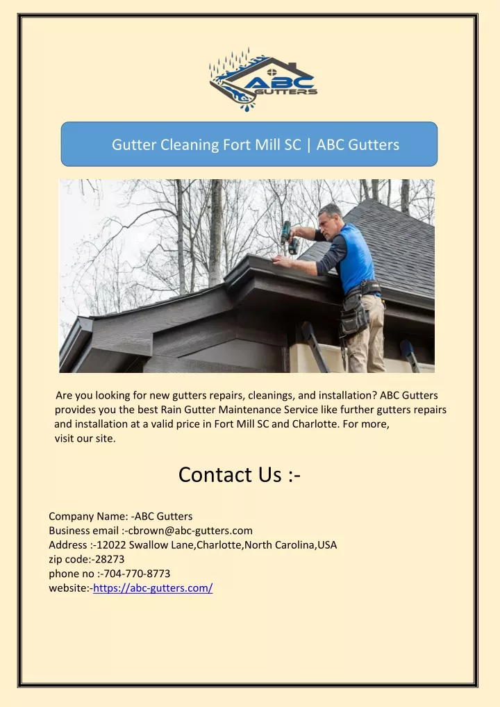 gutter cleaning fort mill sc abc gutters