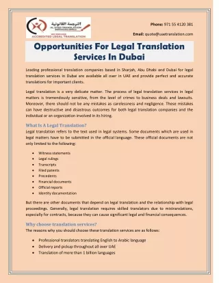 Opportunities For Legal Translation Services In Dubai