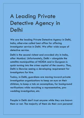 Stuck in big problem then hire private investigator for investigation