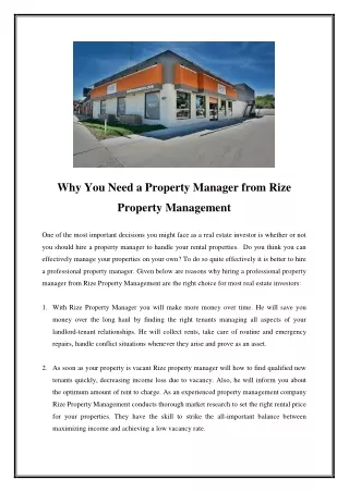 why you need a property manager from rize