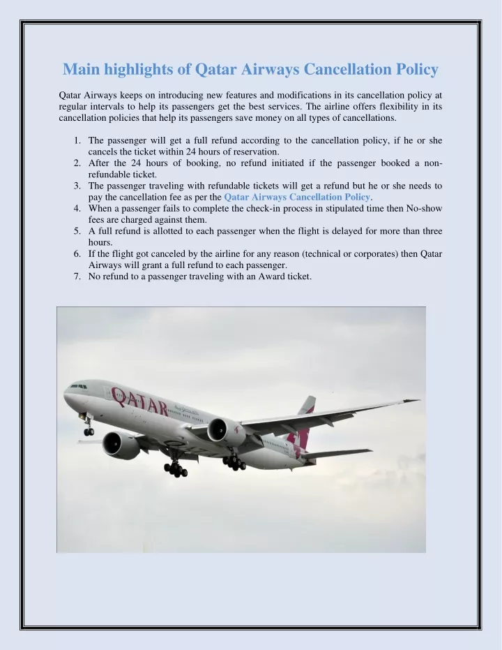 main highlights of qatar airways cancellation