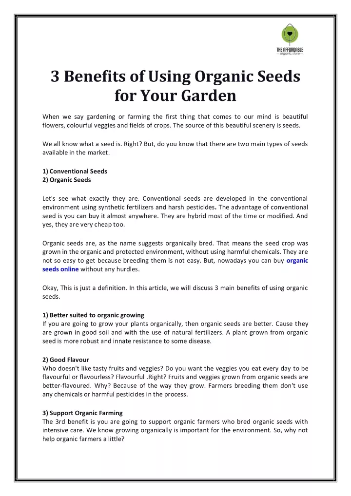 3 benefits of using organic seeds for your garden
