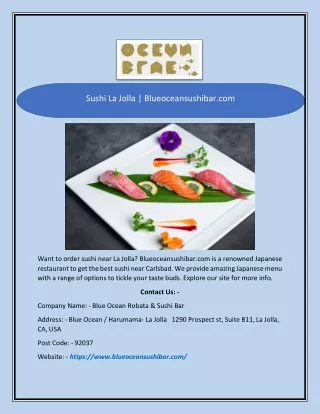 sushi la jolla blueoceansushibar com