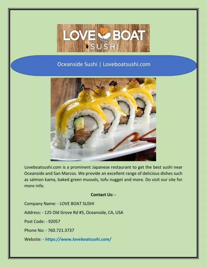 oceanside sushi loveboatsushi com