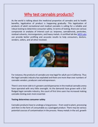 why test cannabis products why test cannabis