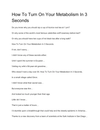 How To Turn On Your Metabolism In 3 Seconds