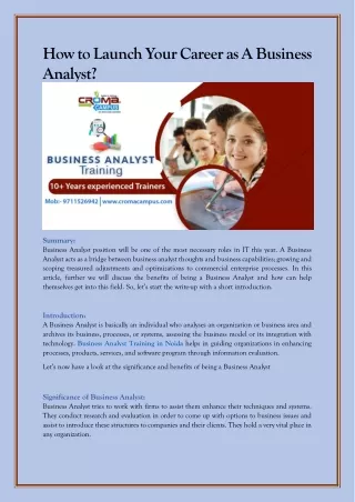 how to launch your career as a business analyst