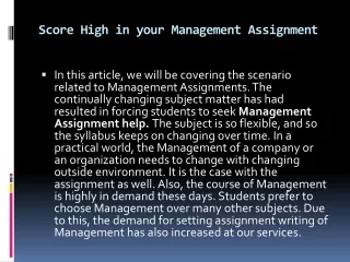 score high in your management assignment