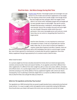 DivaTrim Keto - Mind Fresher And Give You Thinking Power