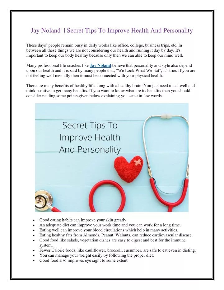 jay noland secret tips to improve health