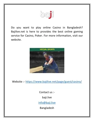 Play Live Casino Online In Bangladesh | Bajilive.net