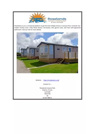 Caravan Park Cornwall | Roselands.co.uk