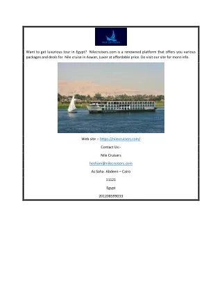 Luxurious Cruise Tour Egypt | Nilecruisers.com