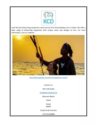 Kitesurfing Equipment Rental in Dubai | Kiteclubdubai.com