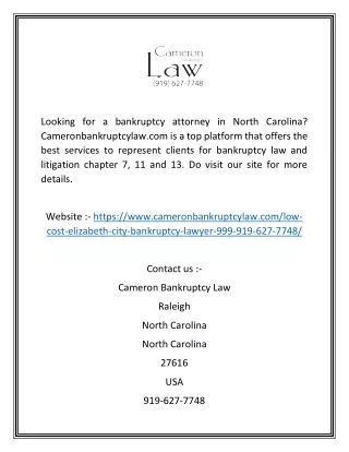 Bankruptcy Attorney In North Carolina | Cameronbankruptcylaw.com