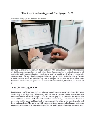 the great advantages of mortgage crm