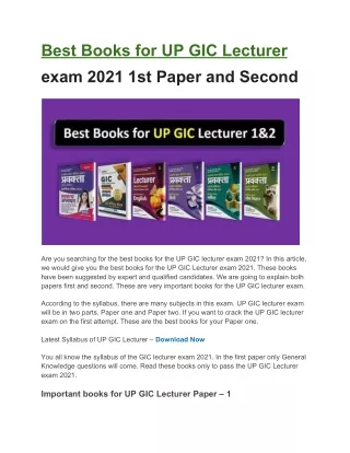 best books for up gic lecturer exam 2021