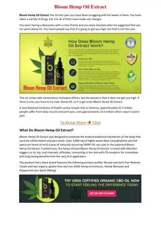 bloom hemp oil extract