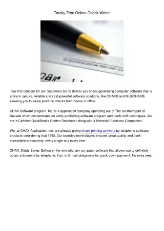 totally free online check writer