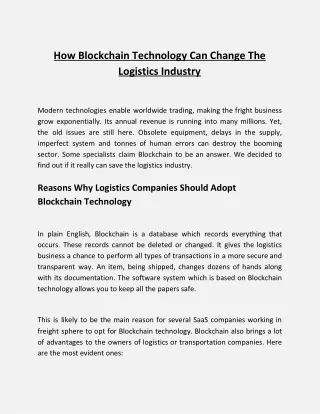 how blockchain technology can change