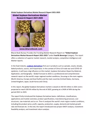 global soybean derivatives market research report