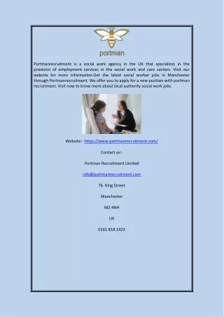 Social Work Agencies in UK | Portmanrecruitment.com